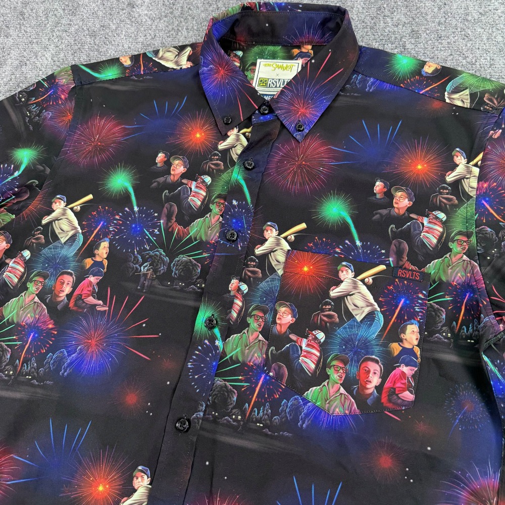 RSVLTS Shirt Mens Medium Nightgame Sandlot KunuFlex Fireworks Baseball Stretch